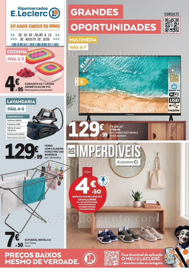 Antevisão Folheto E-LECLERC Bazar Oportunidades Promoções de 30 julho a 12 agosto